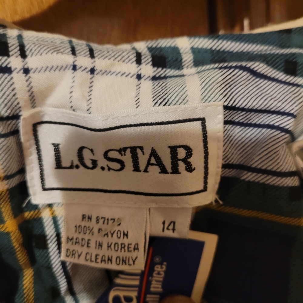 Vintage L.G. Star Womens  Plaid Dress Size 14 BlueWhite NEW - Picture 8 of 11